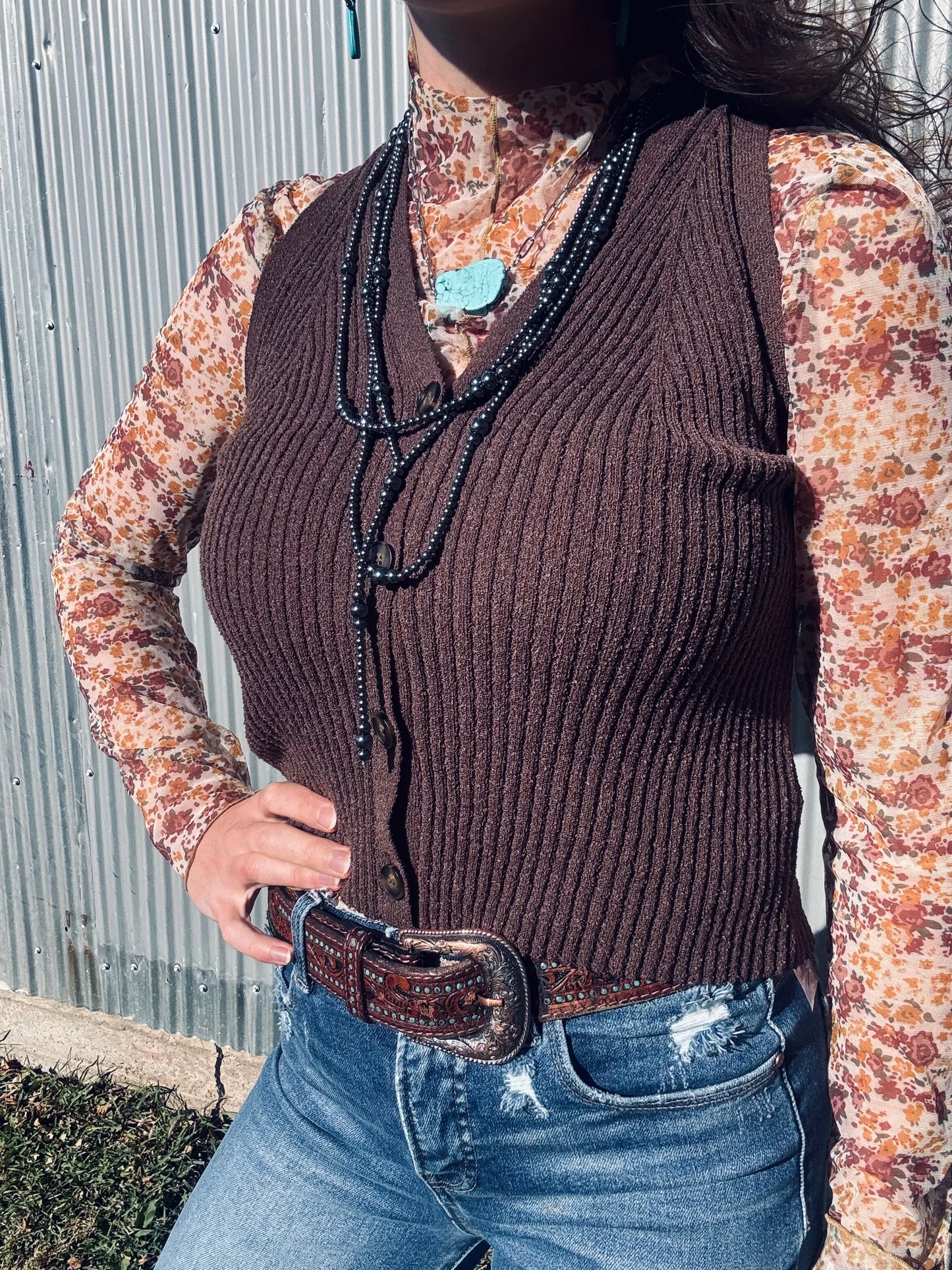 Zenana Ribbed Knit Button-Down Sweater Vest