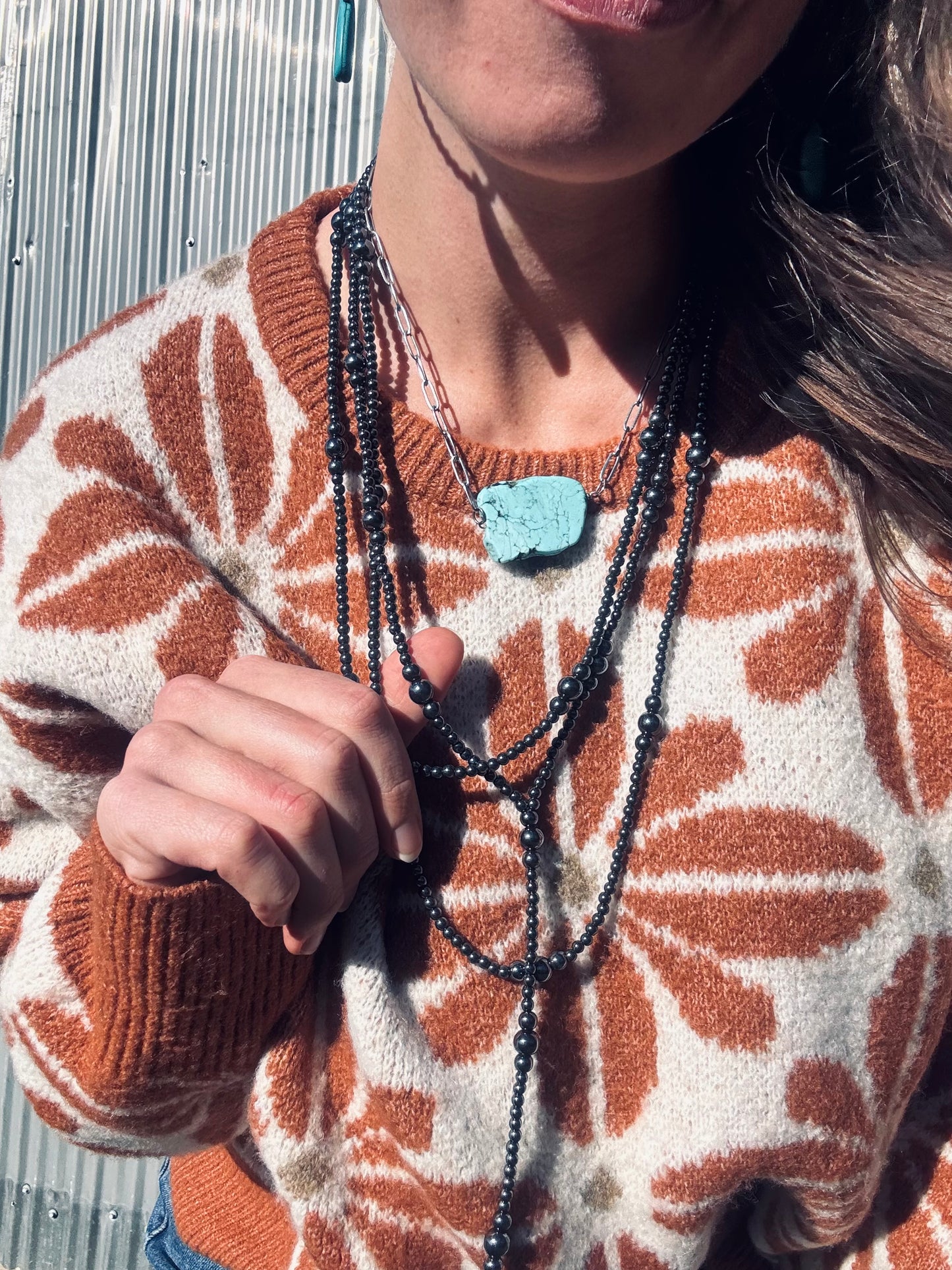 BiBi Flower Pattern Long Sleeve Sweater