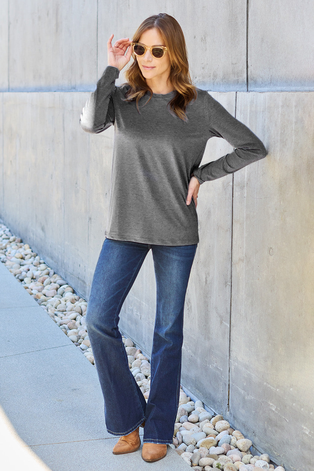 Round Neck Long Sleeve Top