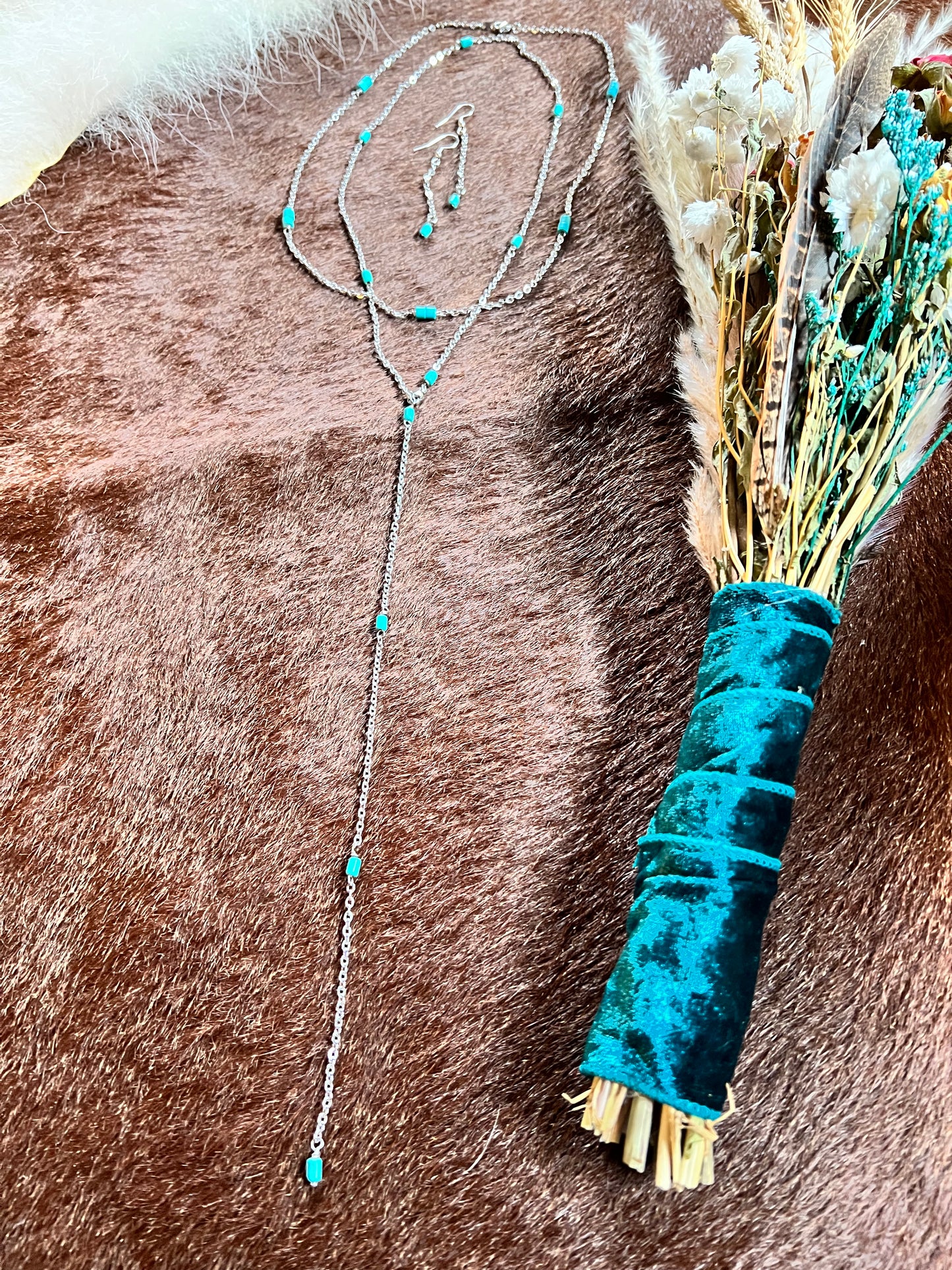 Rosary style Necklace & Earrings