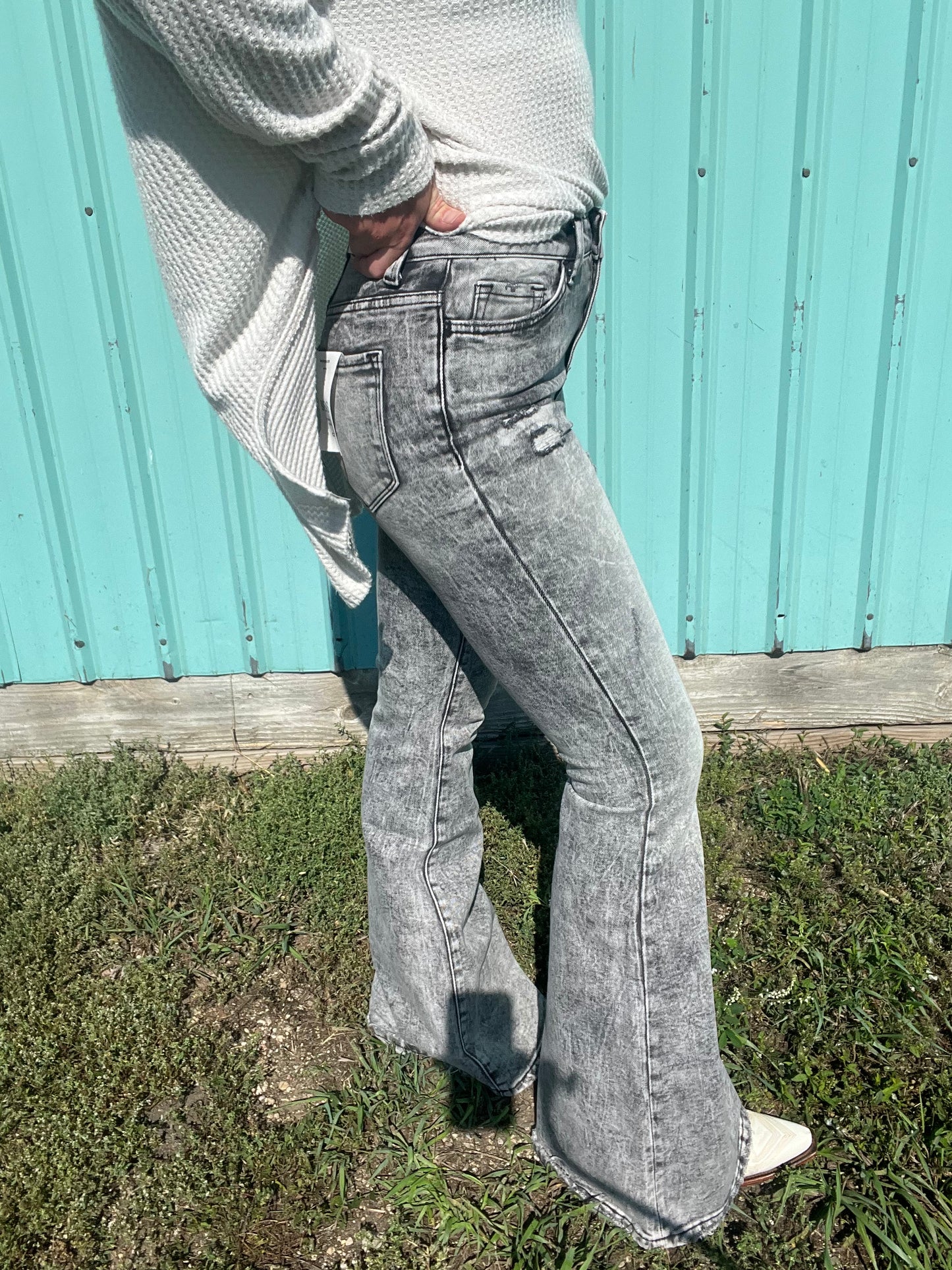 Acid Wash Flare Jeans