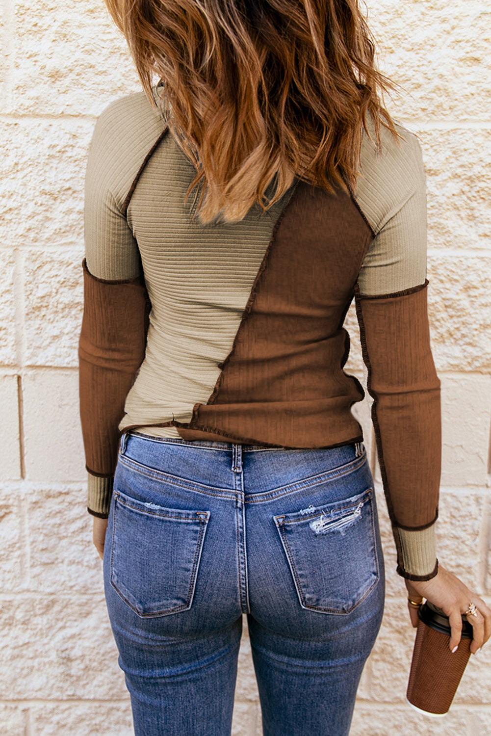 Color Block Exposed Seam Knit Top – Dakota Tranquility